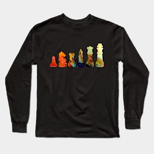 Chess pieces watercolor Long Sleeve T-Shirt